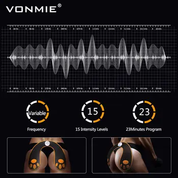 VONMIE EMS Hip Treener Lihaste Stimulaator ABS Fitness Tuharad Elektri Vibreeriv trenažöör Salenemisele Massager Unisex