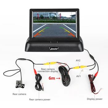 VTOPEK 4.3 Tolline TFT LCD, Auto Jälgida, Kokkulapitav Ekraani Tagurpidi Kaamera Parkimine Süsteem Auto Rearview Jälgib NTSC PAL