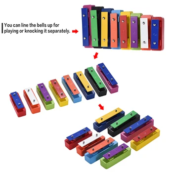 Värvikas 8 Märkus Glockenspiel Resonaatori Kellad Set Löökpillid Muusikaline Haridus Õpetamise Vahend Mänguasjade 2 Mallets Baby