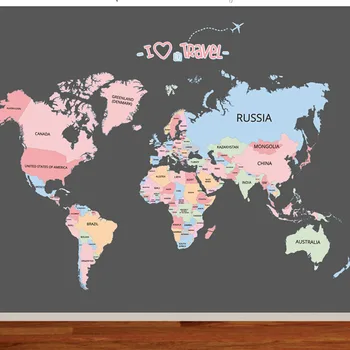 Värvikas Seina Kleebised World Travel Map Decor Seina Kleebised Kleebise Lastele Toad Haridus Lastele Kaart Klassis Kirja Beebi