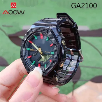 Värvikas Vaik Sport Bezel Rihm jaoks Casio G-SHOCK GA-2100 Pehme Läbipaistev Mehed Asendamine Watch Band karpi Remondil Komplekt