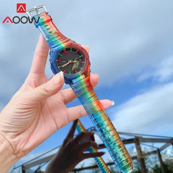 Värvikas Vaik Sport Bezel Rihm jaoks Casio G-SHOCK GA-2100 Pehme Läbipaistev Mehed Asendamine Watch Band karpi Remondil Komplekt