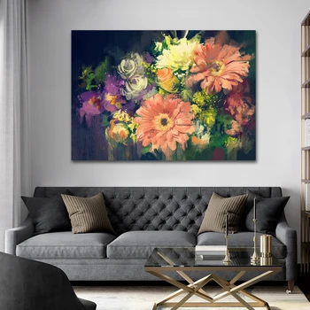 Värviline Lilled Kunsti Lõuend Õli Maali Seina Art Plakatid Ja Pildid Maastik Elutuba Pilt Seina Art Kodu Kaunistamiseks