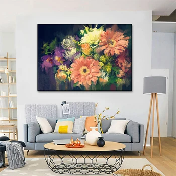 Värviline Lilled Kunsti Lõuend Õli Maali Seina Art Plakatid Ja Pildid Maastik Elutuba Pilt Seina Art Kodu Kaunistamiseks