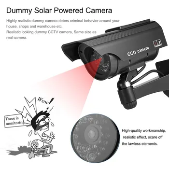 Võltsitud Kaamera Päikeseenergia Näiv Kaamera Veekindel Väljas Turvalisuse CCTV Järelevalve Dummy Bullet Kaamera Koos LED Valgus