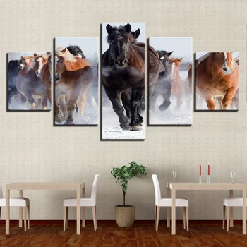 Wall Art Lõuend Maalid 5 tk HD Prindi Suure Hobuse Töötab Loomade Kodu, Kaunistused Wall Decor Kunsti