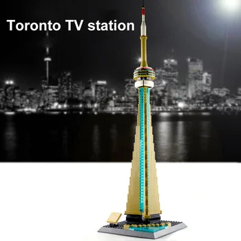 WANGE 400pcs 4215 maailmakuulsate Arhitektuuri-Seeria Toronto CN Tower Mudel ehitusplokid Tellised Laste Haridus Kingitus, Mänguasjad