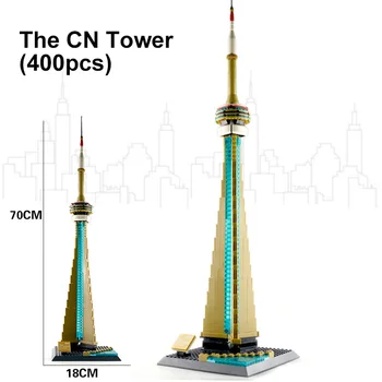 WANGE 400pcs 4215 maailmakuulsate Arhitektuuri-Seeria Toronto CN Tower Mudel ehitusplokid Tellised Laste Haridus Kingitus, Mänguasjad