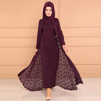 WEPBEL Slim Fit Kõrge Kvaliteedi Elegantne Moslemi Maxi Kleit Dubai Tahke Põranda Pikkus Abaya Pika Varrukaga Kleidid Ilma Hijab