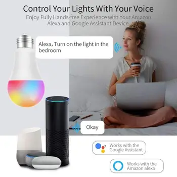 WiFi Smart Lamp E27 RGB LED Lambi Tööd Alexa/Google Kodus 85-265V RGB+Valge Juhitava Taimeri Funktsioon Magic Lamp Dropship