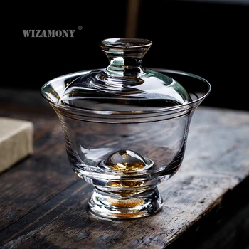 WIZAMONY Hiina Kung Fu Tee set Kuldne paksem kuumuskindlusega gaiwan teaware teekann teacups tee komplekti Klaas puer Drinkware