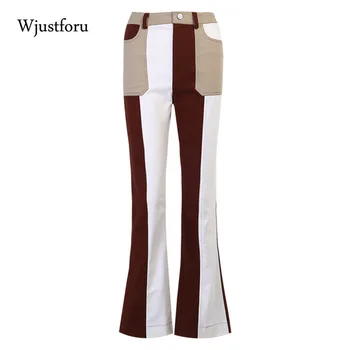 Wjustforu Vintage Segast Sirge Jalg Püksid Streetwear Naiste Talve Kõrge Vöökoht Taskud Harajuku Püksid Vabaaja Püksid 2020