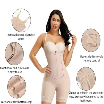 WonderBeauty Fajas Colombianas Reductora Bodyshaper Tagumik Tõstja Shapewear Kõtu Kontrolli Talje Treener Bodysuit Reguleeritavad Rihmad