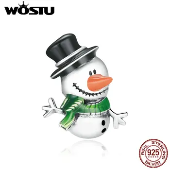 WOSTU 925 Sterling Hõbe Vähe Snowman Christmas Võlu Originaal Käevõru Hõbe 925 Ehted Tarvikud DXC1665