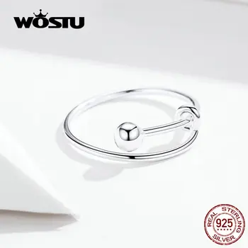 WOSTU Minimalistliku Stiili Ring 925 Sterling Hõbe Reguleeritava Suurusega Sõrmus Naistele Pulmad Engagement Luksus Ehted CQR520