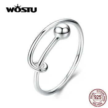WOSTU Minimalistliku Stiili Ring 925 Sterling Hõbe Reguleeritava Suurusega Sõrmus Naistele Pulmad Engagement Luksus Ehted CQR520