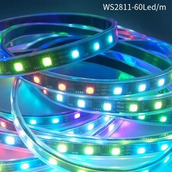 WS2811 5m/palju Smart Pixel Led Ribad; Adresseeritavad DC12V 30/48/60leds/m värviline WS2811 IC RGB led riba led neoon