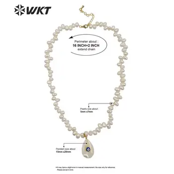 WT-JN115 Uhke moe vääris-valge magevee pärl ripats kaelakee naiste sooja ebakorrapärane pärl võlu kaelakee
