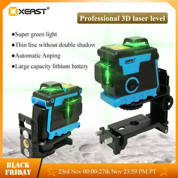 XEAST 12 Read 3D Laser Level Füüsilisest Tasandamine 360 Horisontaalne Ja Vertikaalne Risti Super Võimas Roheline Laser Tasandil