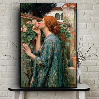XINQI John William Waterhouse artwork, lõuend art Prints plakat Minu Sweet Rose Õli maali portree Jaoks home decor raamita