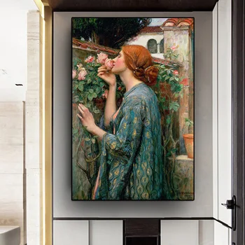 XINQI John William Waterhouse artwork, lõuend art Prints plakat Minu Sweet Rose Õli maali portree Jaoks home decor raamita