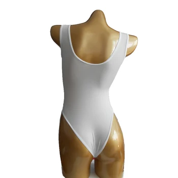 XL Pluss Suurus Jää Silk Läikiv Bodysuit Valge Wetlook Seksikas Naistepesu Pingeline Erootiline Babydoll Catsuit Naised Ühes Tükis Ujumisriided Teddies