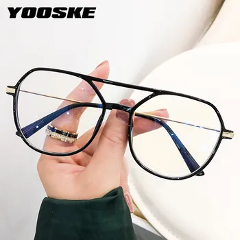 YOOSKE Lõpetanud Lühinägevus Prillid Sinine Valgus Blokeerimine Mehed Naised Liiga Eyewears Vintage Polügon Polügon Lühinägelik Prillid