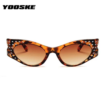 YOOSKE Trendikas Cat Eye Päikeseprillid Naistele Luruxy Brändi Disaini Rhinestone Sun Prillid Mood Kujuline päikeseprillide läätsesid Naine, Prillid UV400