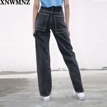 Za 2020. aasta Suvel vintage poiss teksad naistele, ema kõrge vöökoht teksad, vabaaja lai jalg mustad teksad korea denim püksid streetwear