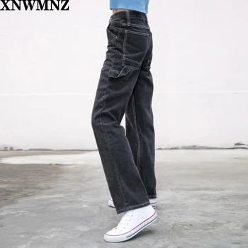 Za 2020. aasta Suvel vintage poiss teksad naistele, ema kõrge vöökoht teksad, vabaaja lai jalg mustad teksad korea denim püksid streetwear
