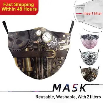 Zawaland Trükkimine Mask Korduvkasutatavad Kaitsva PM 2.5 Filter Suu Mask Hingav Suu-muffle Steampunk Kolju Nägu Katta Suu