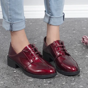 ZHUISE Naiste kingad 2020 uued lakknahast sügisel mudelid wild nahast kingad paks kanna burgundia sügav suu väike nahast kingad