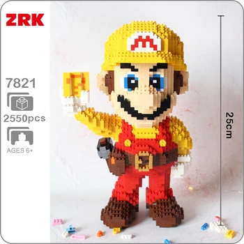 ZRK 7821 Video Mängu Super Mario Kollane Mario Joonis 3D Mudel DIY 2550pcs Diamond Mini Hoone Väike Plokid, Tellised Mänguasi nr Box