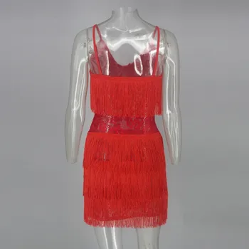 Öö Klubi Kleidid Naistele Uus V-Kaeluse Spagetid Rihm Tutt Kleit Punane Tahke Lühike Mini Kleit Mood Vestido De Festa