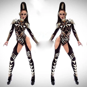 Ööklubi baar uus futuristlik must tehnoloogia naissoost sõdalane kostüüm laulja gogo DS tantsu riided näita performance komplekt