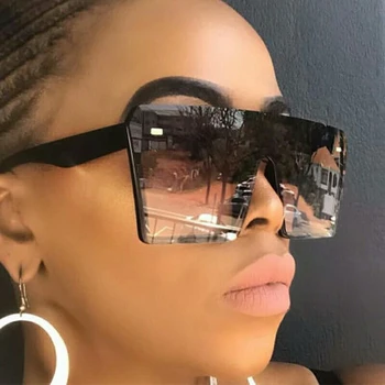 Ülegabariidiliste Square Päikeseprillid Naistele 2020 Luksus Brändi päikeseprillid Mood Hip-Hop Korter Top Selge Objektiiv Ühes Tükis Varju Peegel MM05